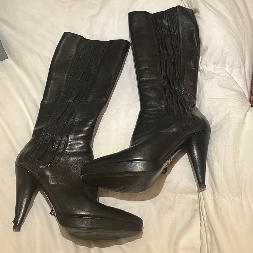 Tall black Prada boots